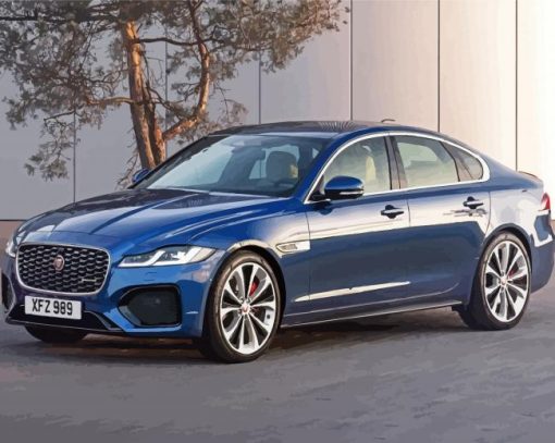 Jaguar Xf Blue Car Diamond Painting