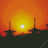 Japanese Shrine Silhouette Diamond Painting