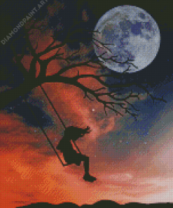 Moon Swing Silhouette Diamond Painting