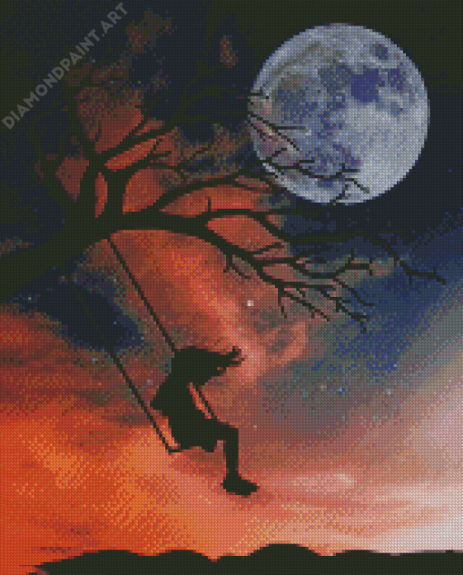 Moon Swing Silhouette Diamond Painting