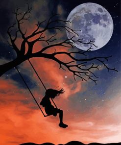 Moon Swing Silhouette Diamond Painting