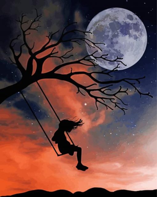 Moon Swing Silhouette Diamond Painting