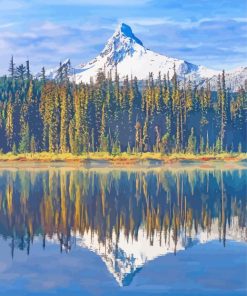 Oregon Mountain Water Reflection Diamond Painting