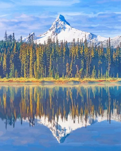 Oregon Mountain Water Reflection Diamond Painting