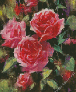 Pink Roses Contemporary Floral Diamond Painting