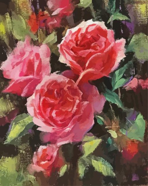 Pink Roses Contemporary Floral Diamond Painting