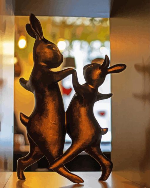 Rabbits Couple Dancing Diamond Painting