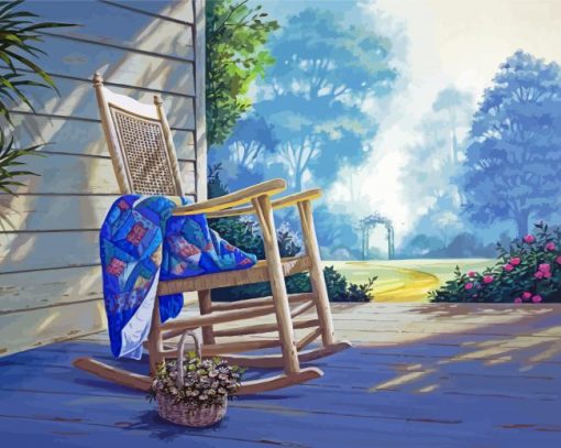 Rocking Chair And Flowers Basket Diamond Painting