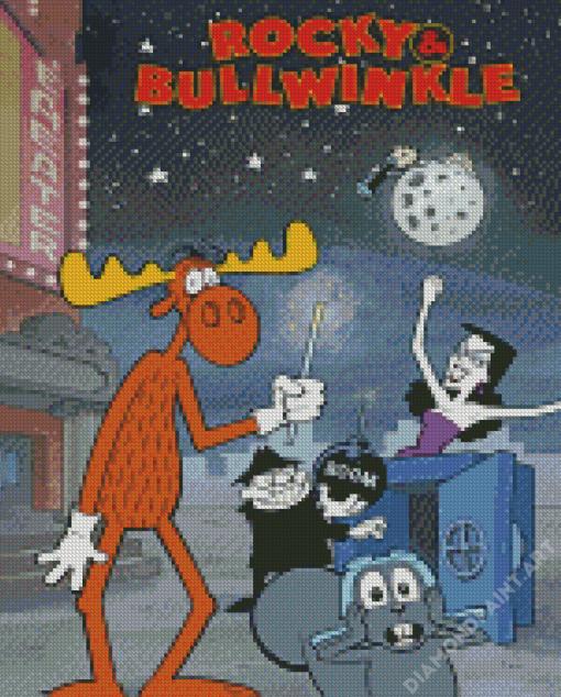 Rocky And Bullwinkle J Moose Poster Diamond Painting