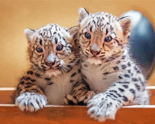 Snow Leopard Cubs Diamond Painting