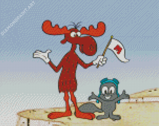 Squirrel And Bullwinkle J Moose Diamond Painting