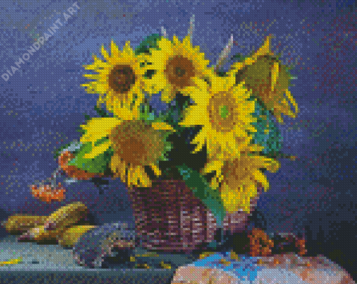 Sunflowers Basket On Table Diamond Painting