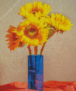 Sunflowers In A Blue Vase Diamond Painting