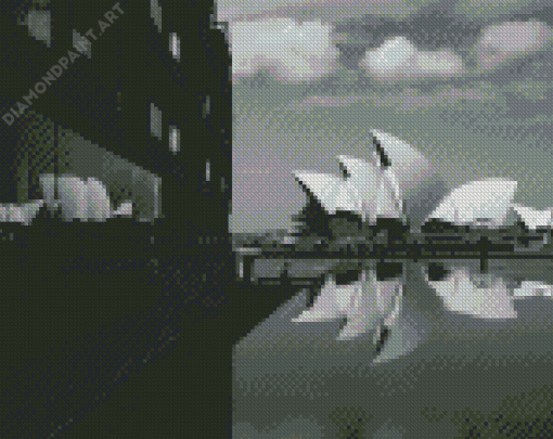 Sydney Black And White Water Reflection Diamond Painting