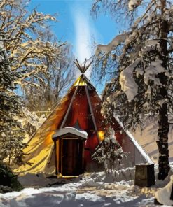 Teepee In Forest Diamond Painting