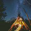 Teepee With Stary Sky Diamond Painting