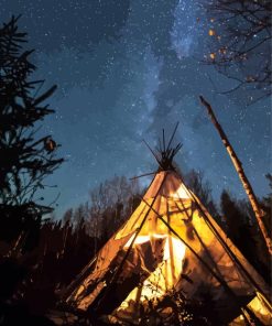 Teepee With Stary Sky Diamond Painting