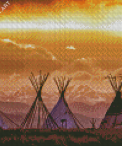 Teepees Sunset Diamond Painting