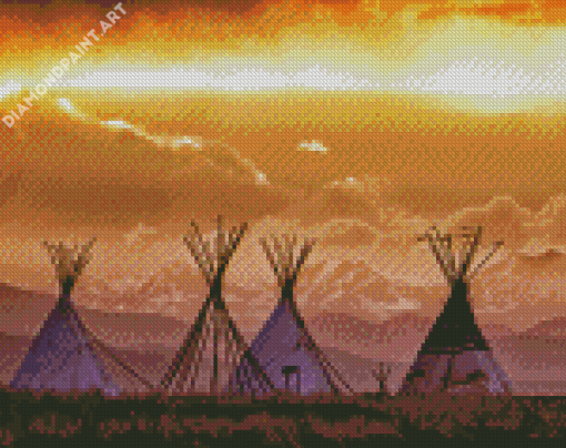 Teepees Sunset Diamond Painting