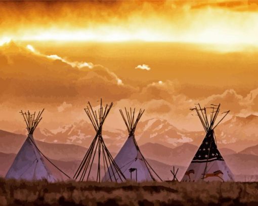 Teepees Sunset Diamond Painting