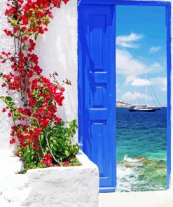 Traditional Greek Door On Mykonos Island Greece Diamond Painting