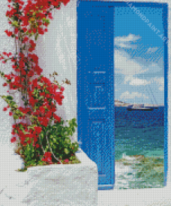 Traditional Greek Door On Mykonos Island Greece Diamond Painting