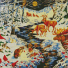 Vintage Animals Snow Scene Diamond Painting