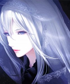 White Hair Anime Diamond Painting