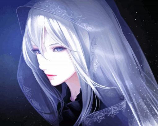 White Hair Anime Diamond Painting