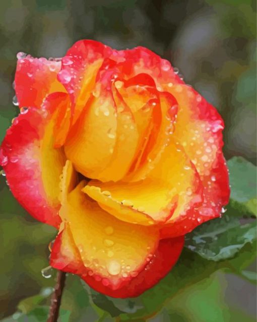 Yellow And Pink Roses With Water Drops Diamond Painting