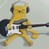 Yellow Cat Playing Electric Guitars Diamond Painting