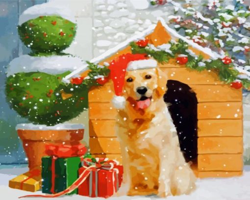 Aesthetic Dog Christmas Diamond Painting