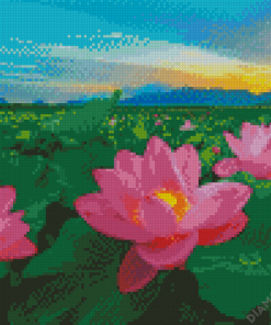 Aesthetic Lotus Blossom Diamond Painting