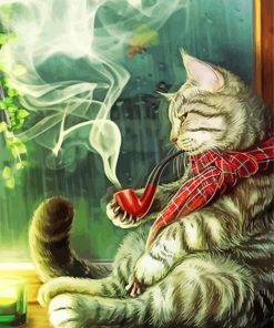 Aesthetic Smoking Cat Diamond Painting