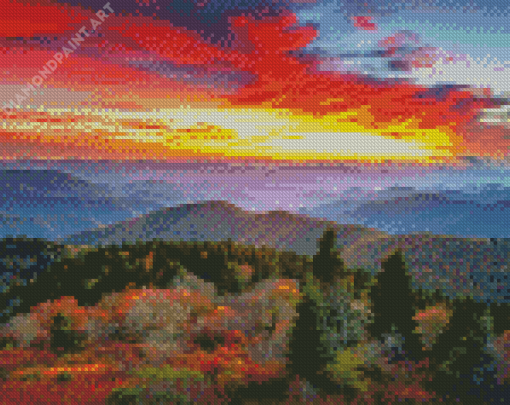 Aesthetic Sunset Appalachian Mountains Diamond Painting