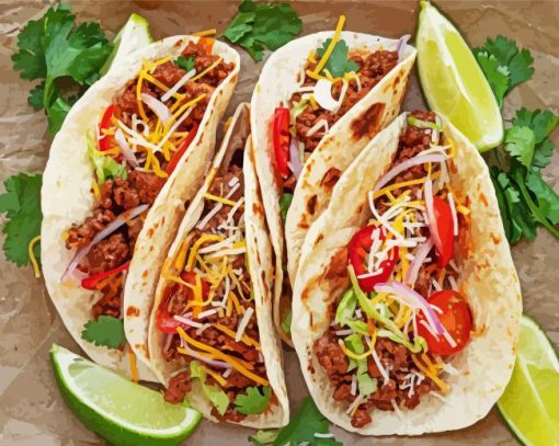 Basic Tacos With Ground Beef And Beans Diamond Painting