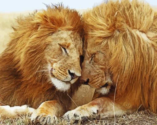 Beautiful Two Lions Diamond Painting