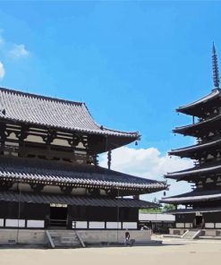 Black Japanese Temple Diamond Painting