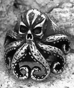 Black And White Octopus Skull Diamond Painting