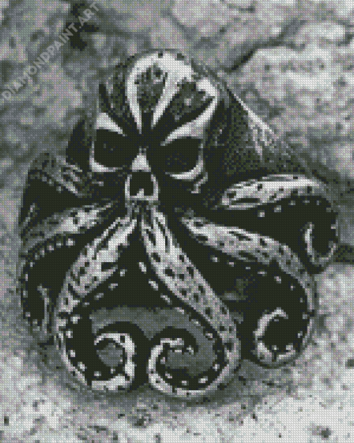 Black And White Octopus Skull Diamond Painting