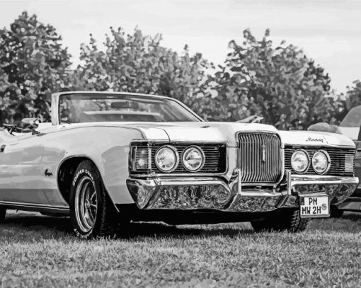 Black And White Old Mercury Convertible Diamond Painting