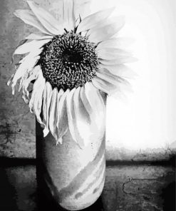 Black And White Sunflower In A Vase Diamond Painting