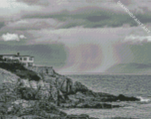 Black And White House On A Cliff Diamond Painting