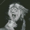 Black And White Lion And Lioness Diamond Painting