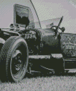 black And White Ratrod Car Diamond Painting