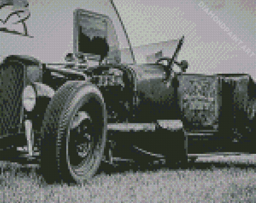 black And White Ratrod Car Diamond Painting