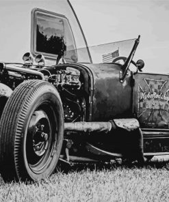 black And White Ratrod Car Diamond Painting