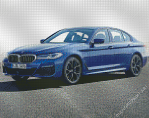 Blue BMW 535i Car Diamond Painting