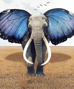 Blue Butterfly Wings Elephant Diamond Painting