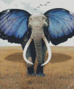 Blue Butterfly Wings Elephant Diamond Painting